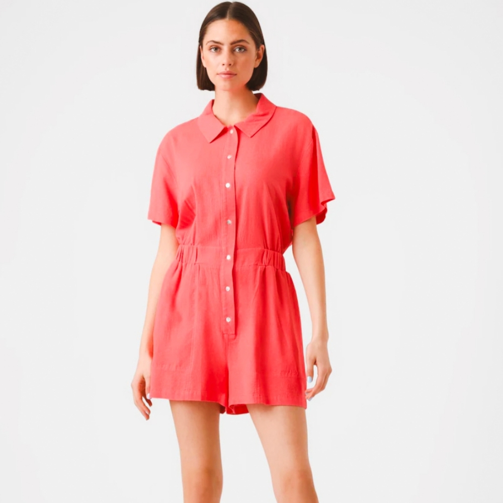 🔖NWT Vero Moda Curve Short-sleeve Jumpsuit in Georgia Peach - 4X